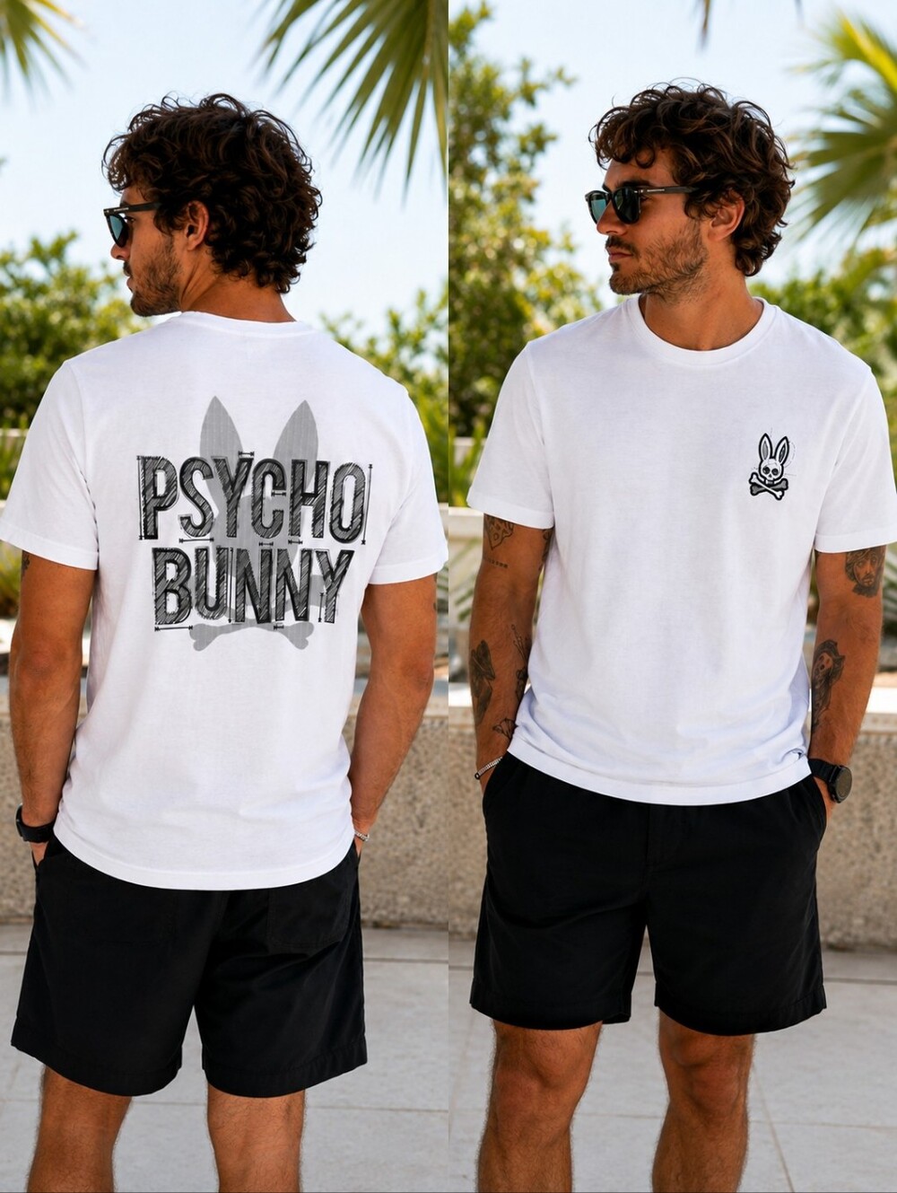 Psycho Bunny Men’s White Pima Cotton Back Graphic Tee Size 3 XS